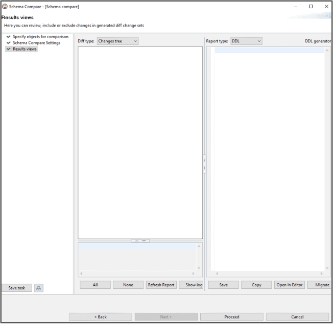 Schema Comparison Results for the Same Schema